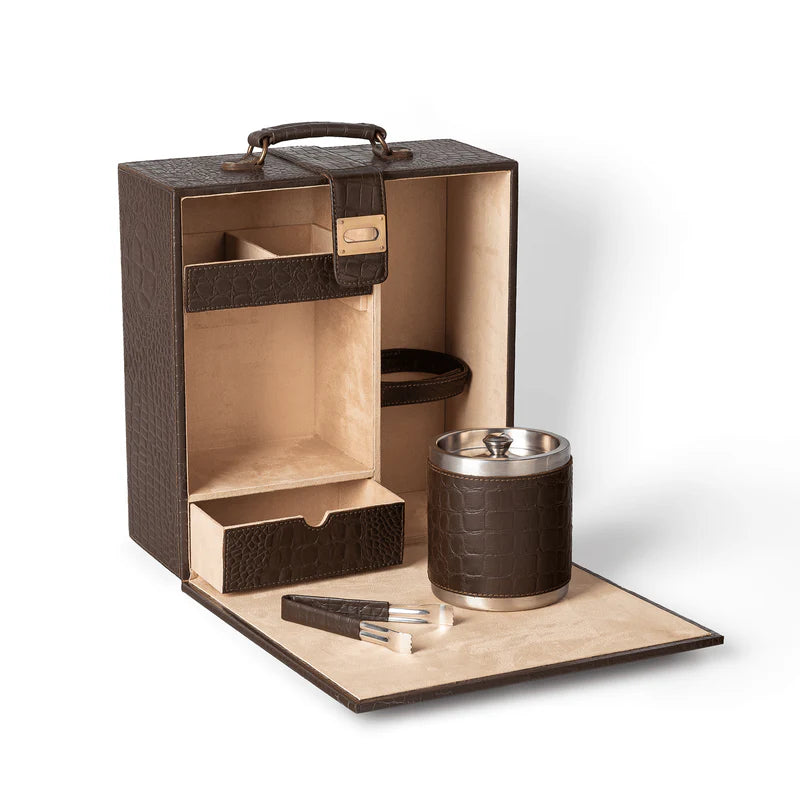 Designer Briefcase Bar Set – Brown
