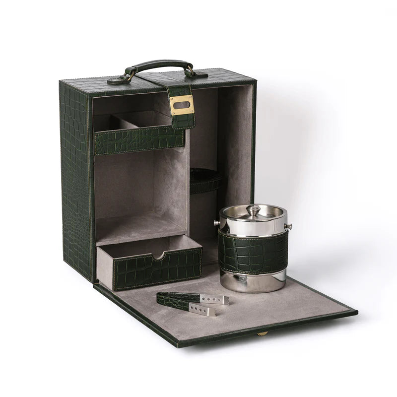 Designer Briefcase Bar Set – Green