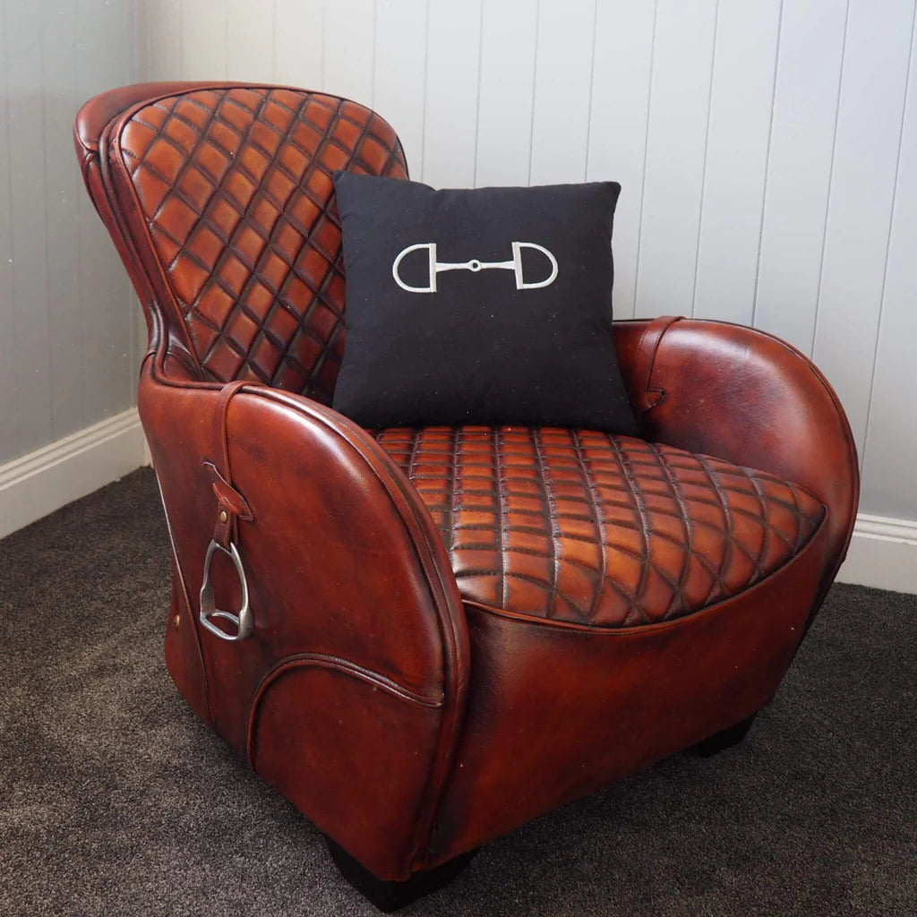 Royal Vintage Leather Diamond Quilted Armchair