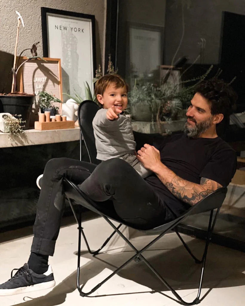 Butterfly Chair black chair Goat leather