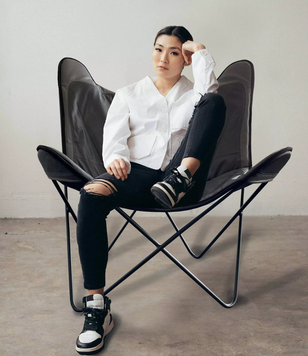 Butterfly Chair black chair Goat leather