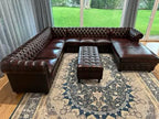 Dark Brown L shape Chesterfield sofa