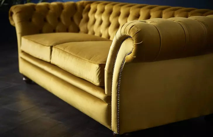 Mustard Yellow Four Seater Chesterfield Sofa