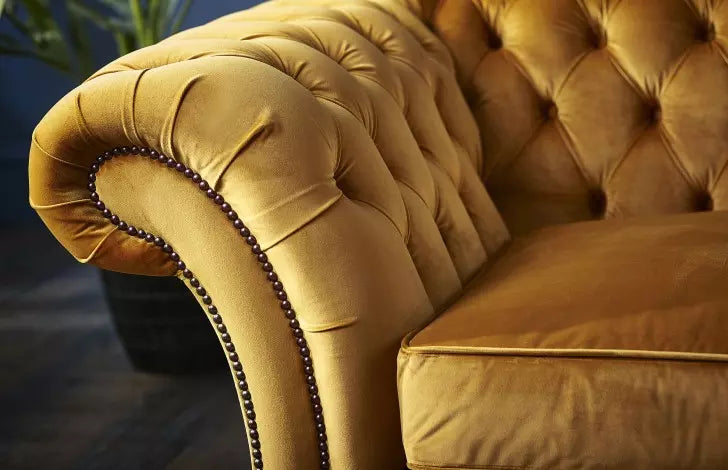 Mustard Yellow Four Seater Chesterfield Sofa