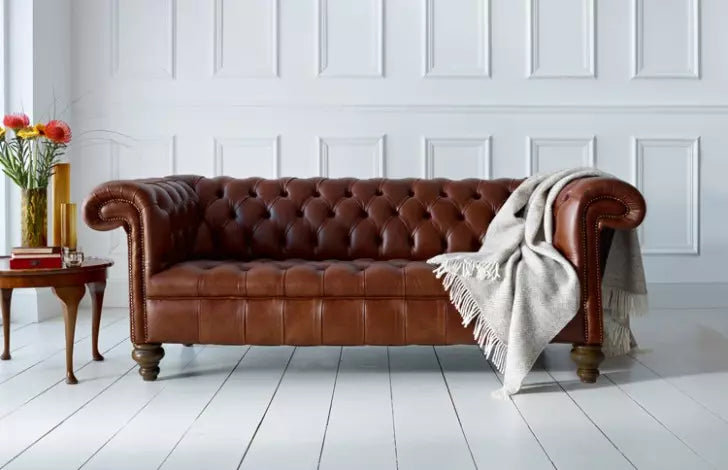 Whiskey Brown Three Seater Chesterfield Sofa