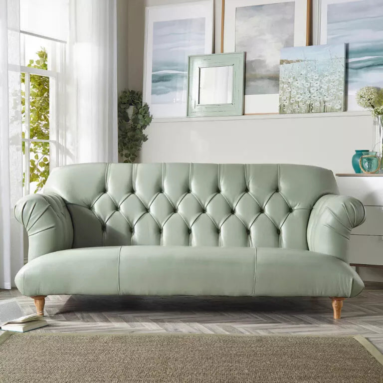 Olive-Gray Shade Two Seater Chesterfield  sofa