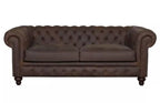 Rich Brown Three Seater Chesterfield Sofa