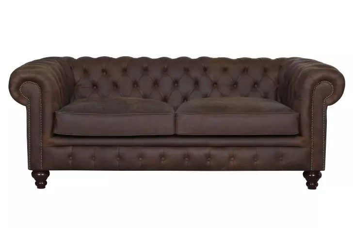 Rich Brown Three Seater Chesterfield Sofa