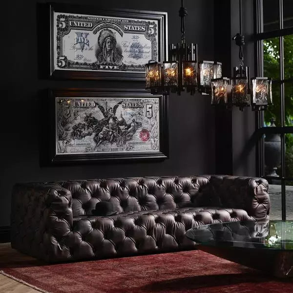 Rich Dark Brownish-Gray Three Seater Chesterfield Sofa