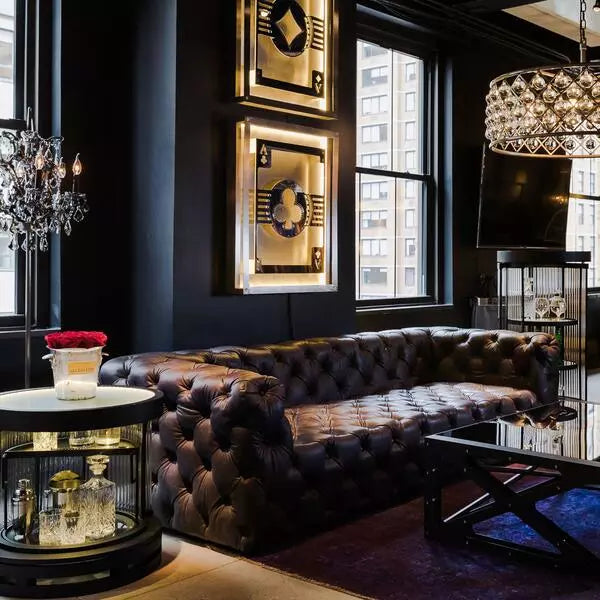 Rich Dark Brownish-Gray Three Seater Chesterfield Sofa