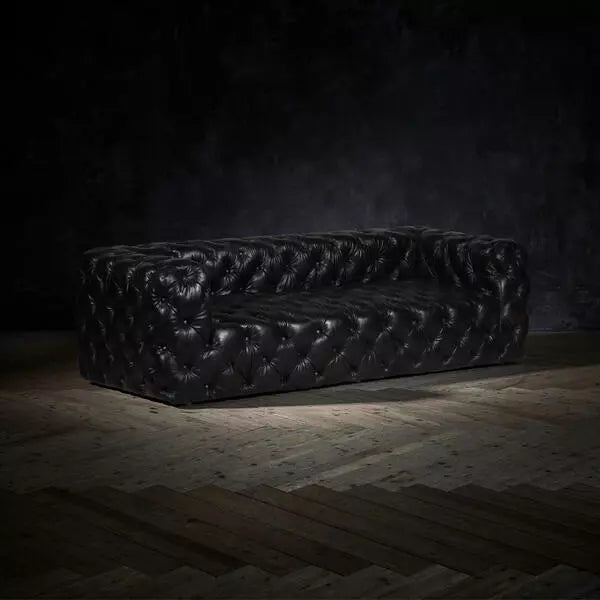 Rich Dark Brownish-Gray Three Seater Chesterfield Sofa