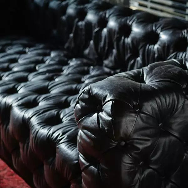 Rich Dark Brownish-Gray Three Seater Chesterfield Sofa