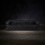 Rich Dark Brownish-Gray Three Seater Chesterfield Sofa