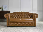 Saddle Brown Four Seater Chesterfield Sofa