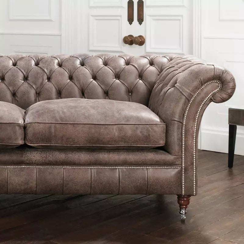 Drummond Tufted Leather Chesterfield Sofa