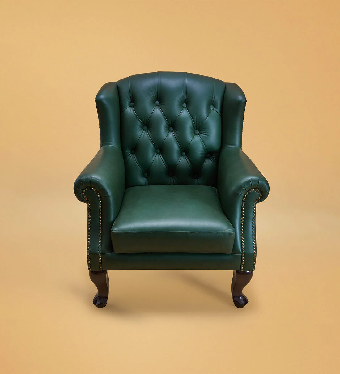 Heirloom Leather Lounge Chair In Olive Green Colour