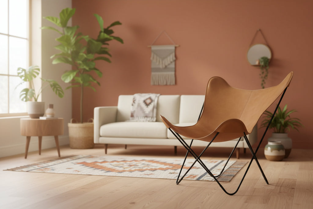 Retro Handmade Leather Butterfly Chair, Handmade chair, foldable chair