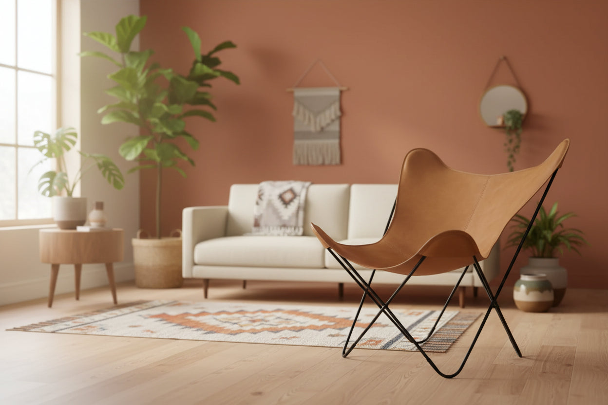 Retro Handmade Leather Butterfly Chair, Handmade chair, foldable chair