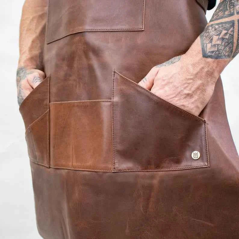 Distressed Brown Full Grain Leather Apron