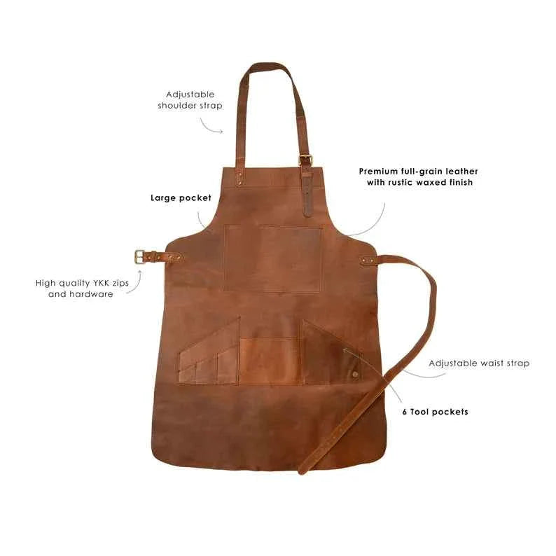 Distressed Brown Full Grain Leather Apron