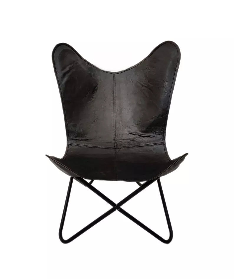 Butterfly Chair black chair Goat leather