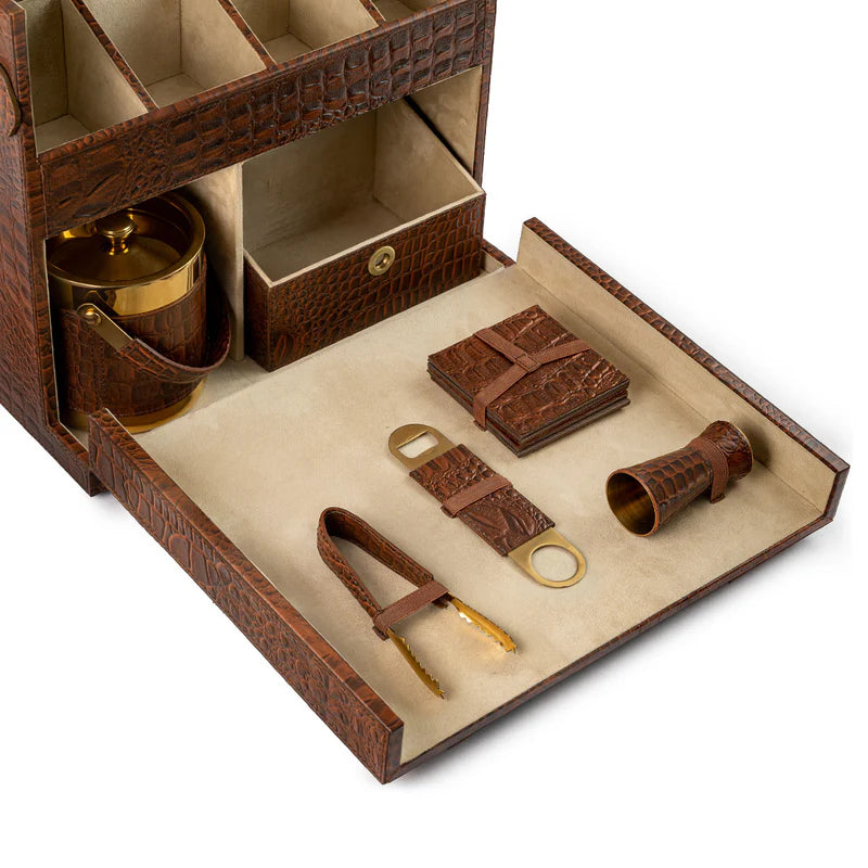 Picnic Bar – Tan Leather Portable Bar