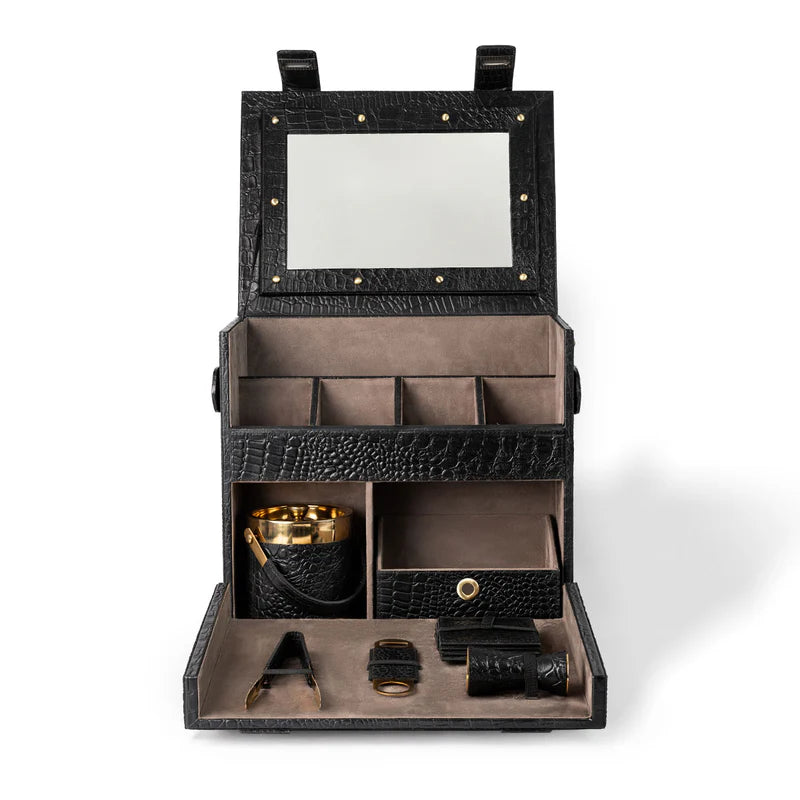 Picnic Bar – Black Leather Portable Bar