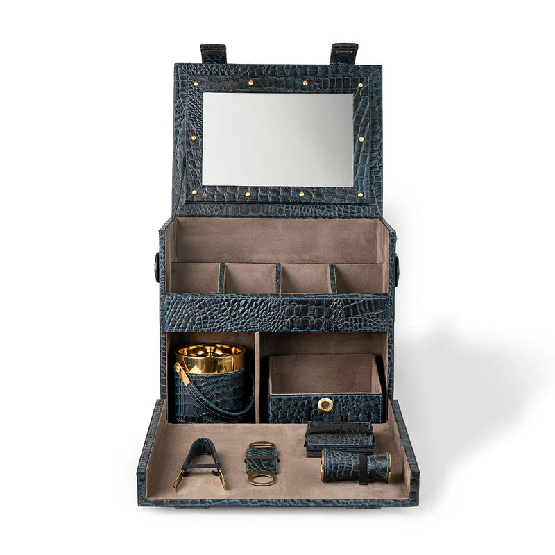 Picnic Bar – Blue Leather Portable Bar