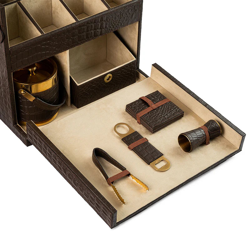 Picnic Bar – Brown Leather Portable Bar
