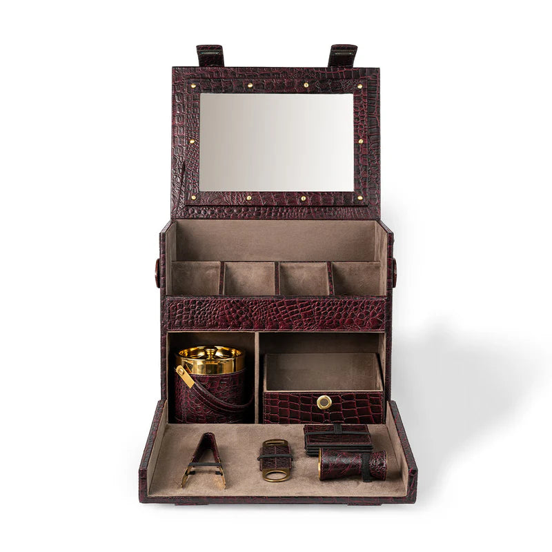 Picnic Bar – Burgundy Leather Portable Bar