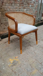 Teak Wood Cane Chair, With Armrest