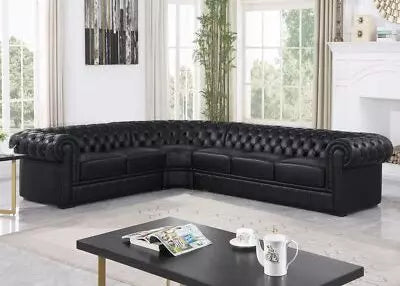 Blue L shape Chesterfield Sofa