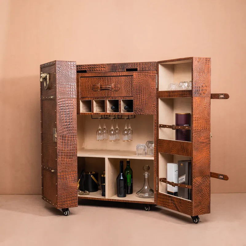 Mandalay Top-Opening Croco Leather Bar